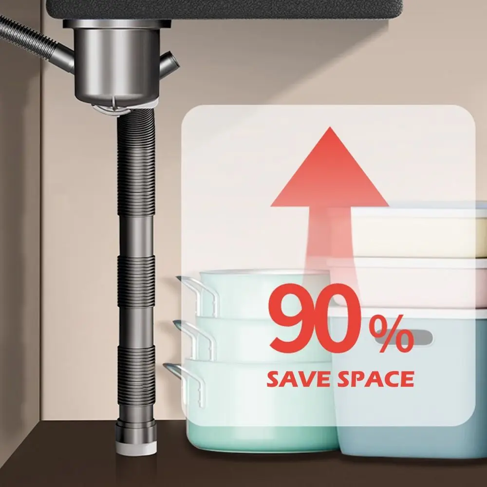 

Anti Odor Sink Drainage Pipe Anti Clogging Flexible Design Retractable Downspout Easy Installation Extension Set