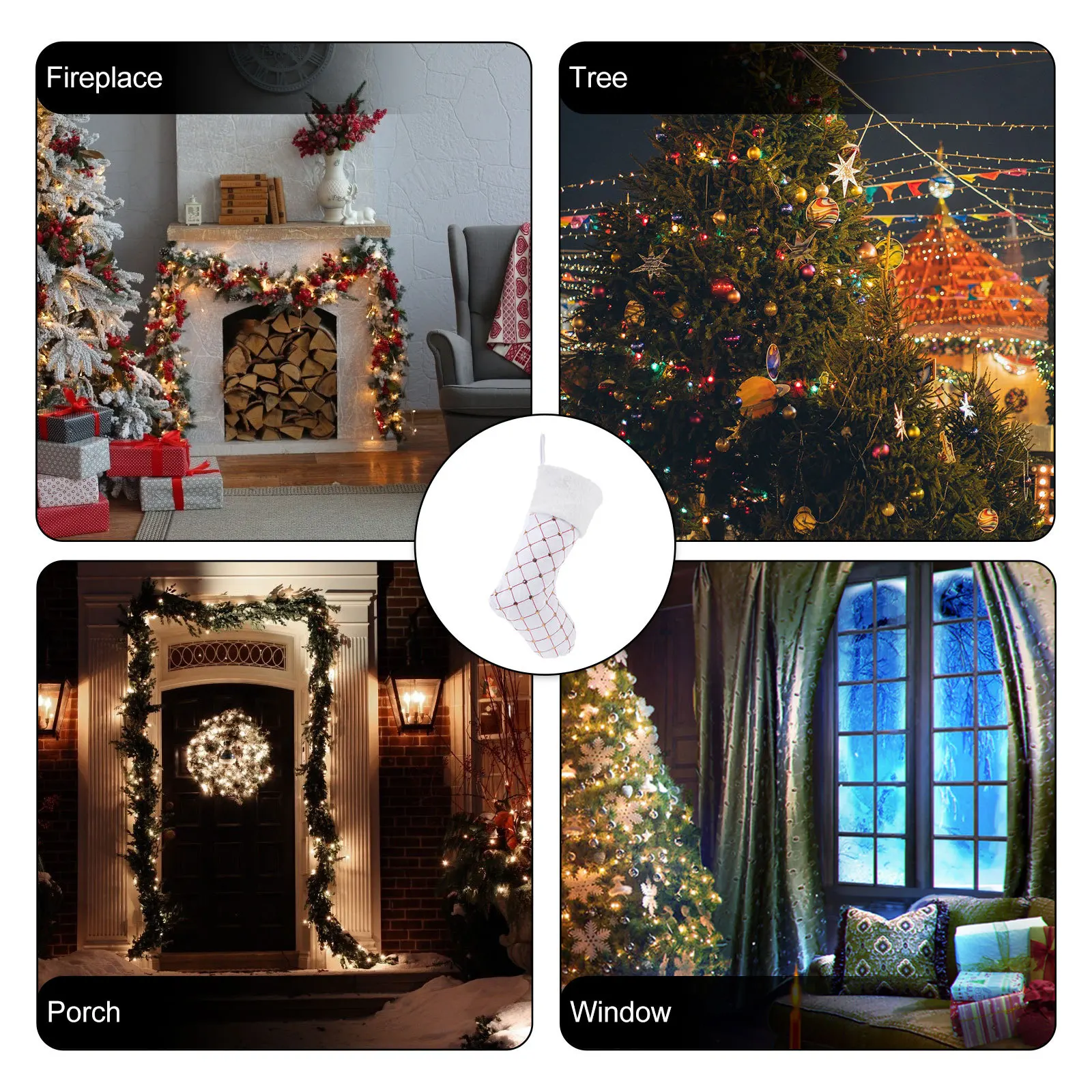 

1pc Christmas Sock Gift Bag Red Xmas Candy Pouch For Kids Party Decor Stocking Bag Fireplace Ornament Xmas Tree Sock