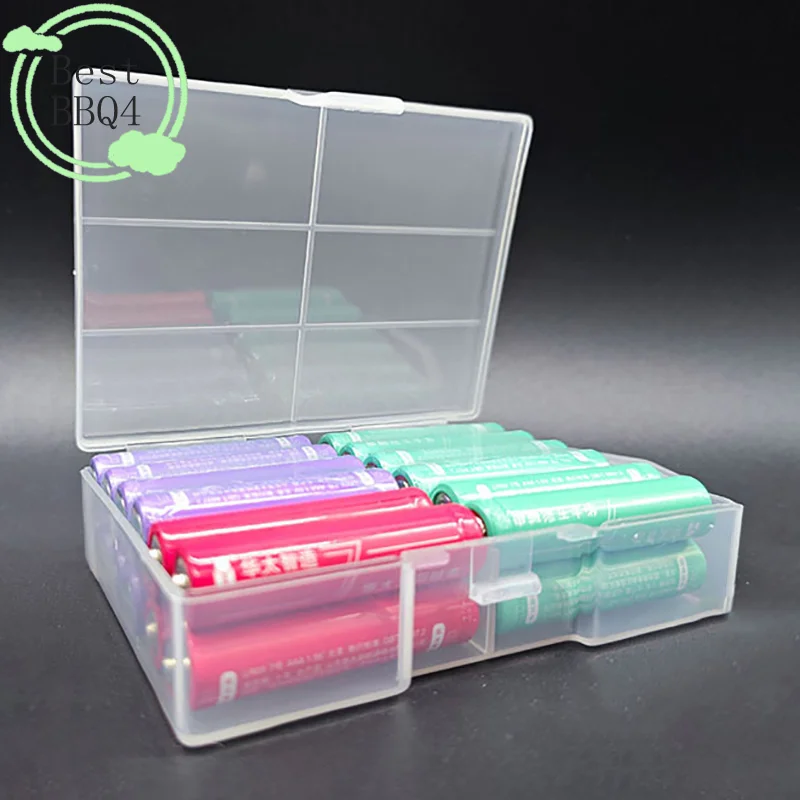 (BBQ4)Transparent Battery Storage Box For 18650 Batteries Plastic Organizer With Hardware Accessory Clear Divider With Cover
