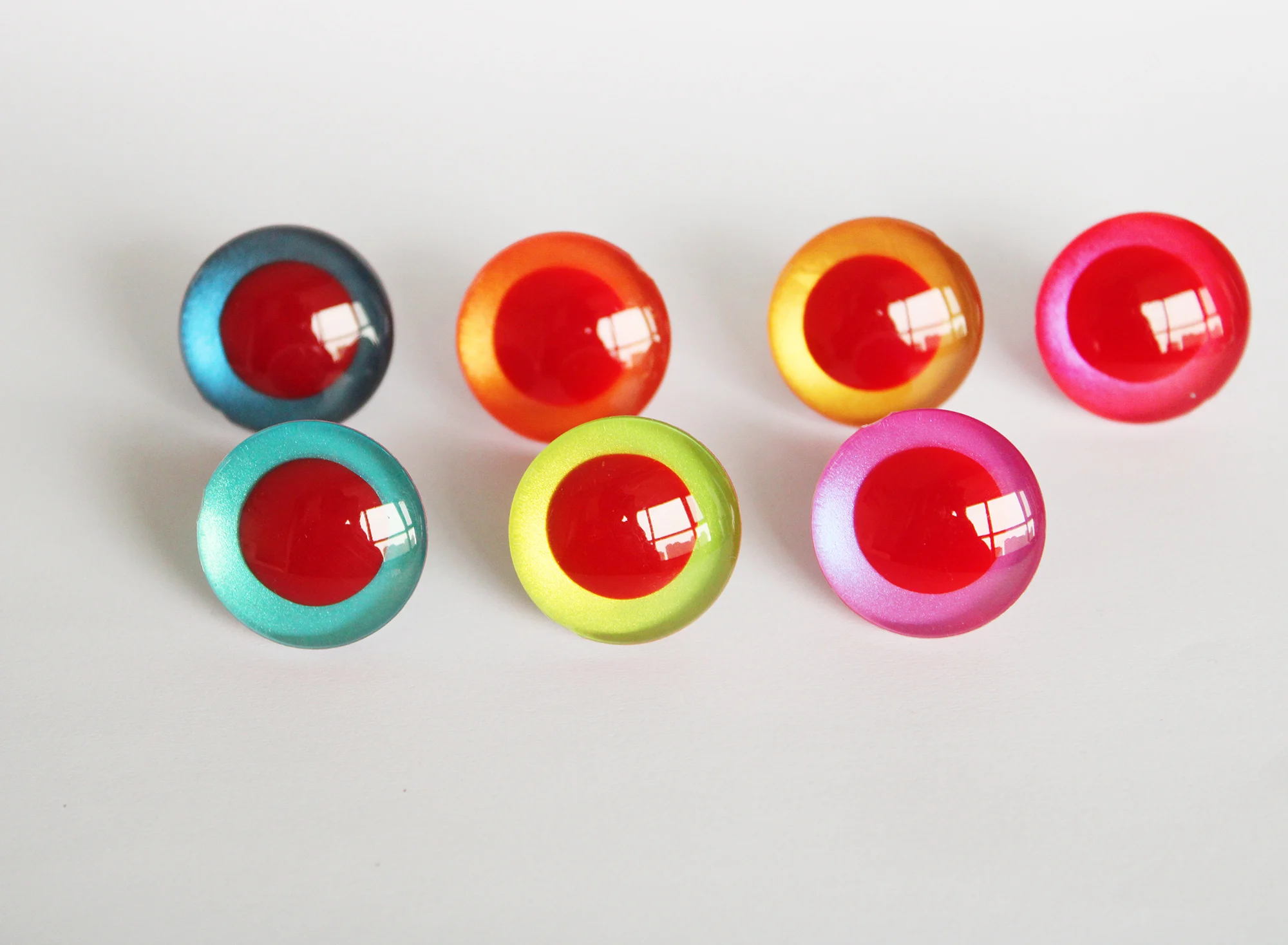 42pcs red pupil colorful 3D Comical round colorful toy eyes handpaint doll eyes with hard washer