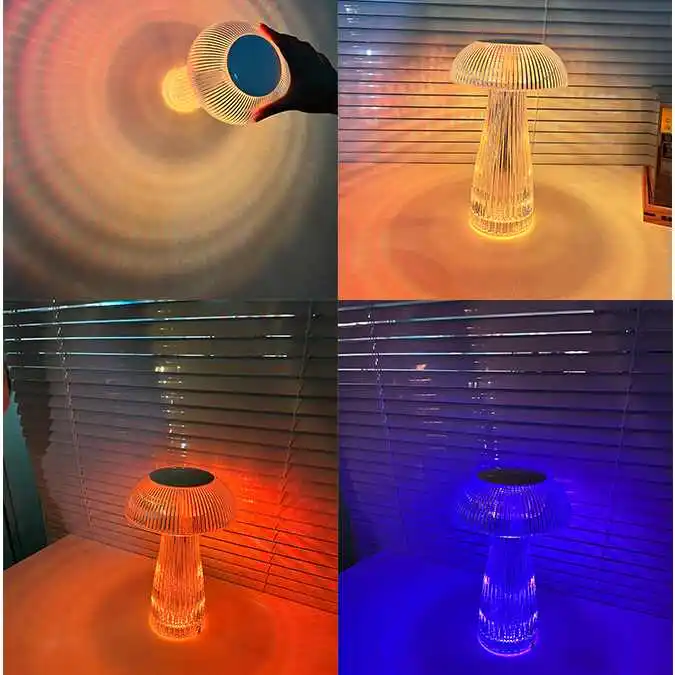 

New Creative Crystal Mushroom Table Lamp RGB Colorful Jellyfish Diamond Table Lamp Atmosphere Gift Lamp USB Recharge Night Light