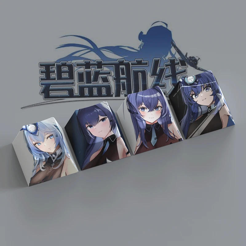 4 مفاتيح/مجموعة Azur Lane Agir Unicorn Enterprise Helena Azuma Keycaps PBT 5 جوانب صبغ Subbed قبعات المفاتيح الكرز الشخصي R4 الارتفاع #4