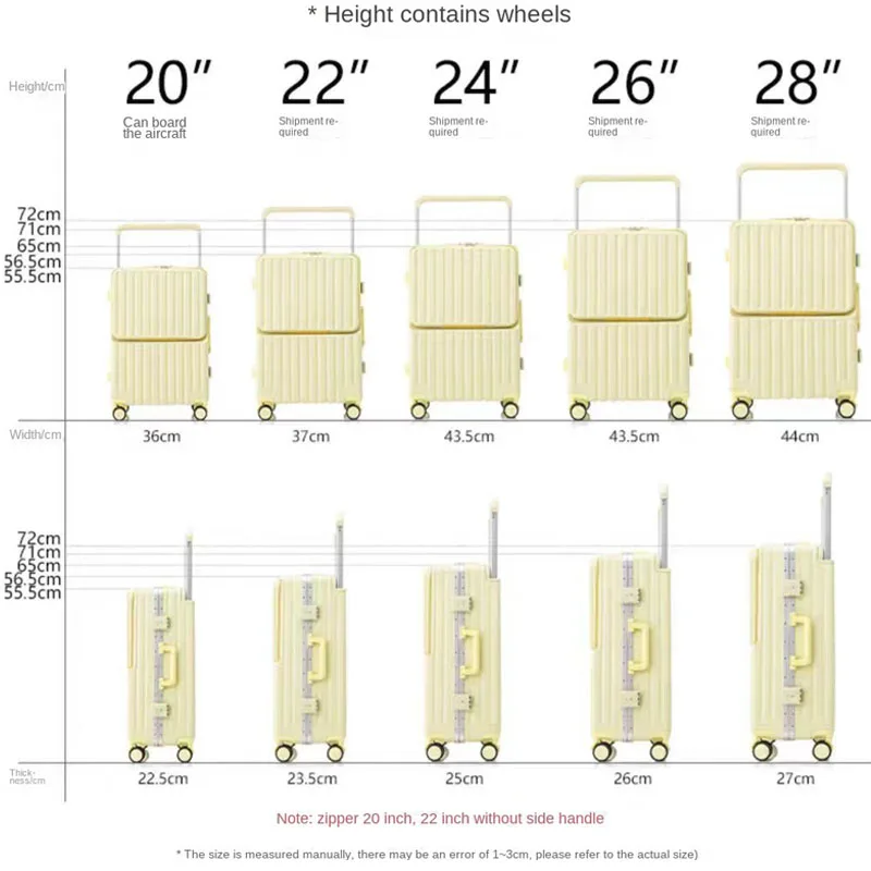 Szeroki uchwyt otwierany z przodu bagaż 20 "walizka torba na laptopa wielofunkcyjne hasło walizka na kółkach przewoźnik 28-calowa duża pojemność