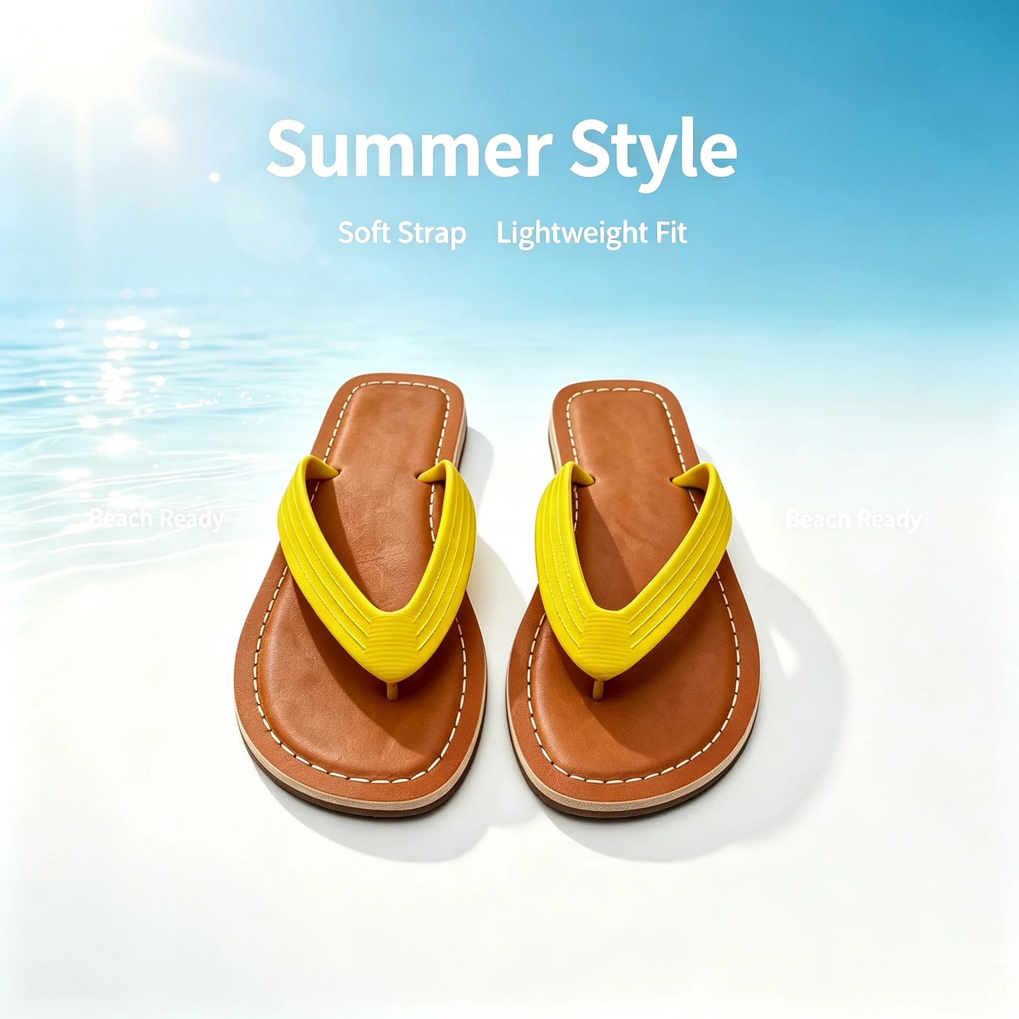 Brand Special Retro Rubber Flip-Flops-Versatile Outdoor Open-Toe Thong Sandals Casual Beach Sandals Non-slip & Durable  5Y638E