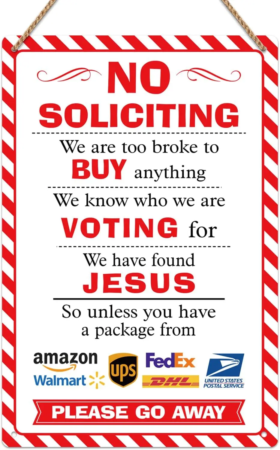 No Soliciting Sign for Front Door - 8x12 Inch Funny No Soliciting Sign for House Door No Soliciting Signs for Front Door Ho sign