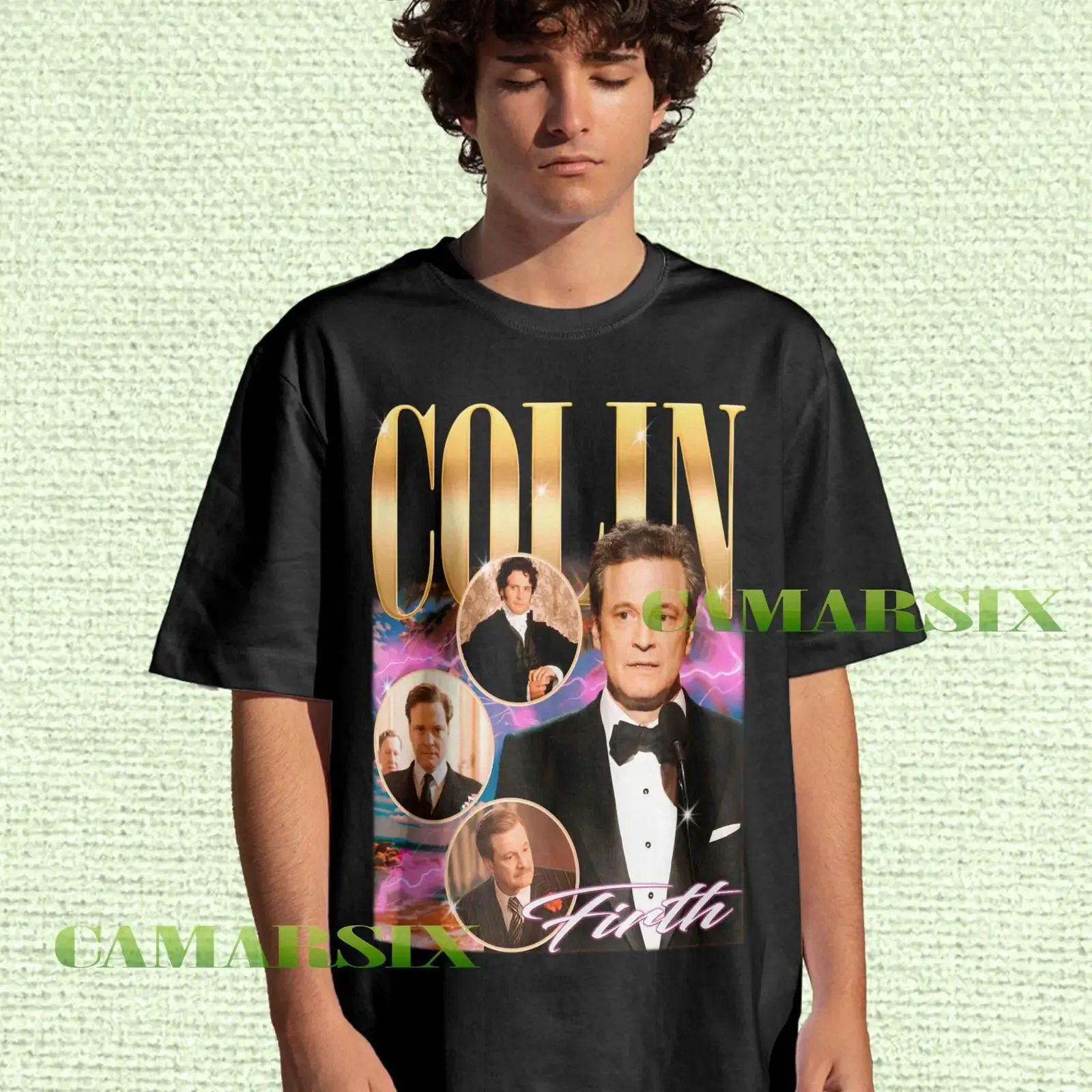 Retro COLIN FIRTH T Shirt Vintage 90s Bootleg Sweater vintage Washed homme Stretched Slightly Casual Unisex Stylish