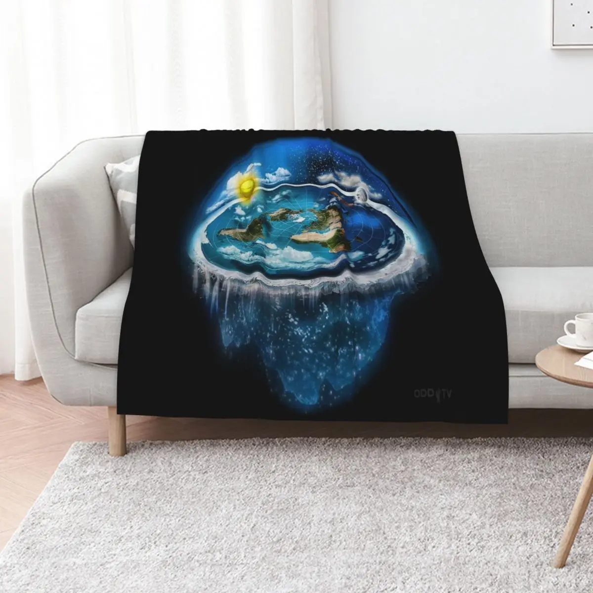 

Flat Earth with Dome Art Throw Blanket Furrys Giant Sofa funny gift christmas gifts Blankets