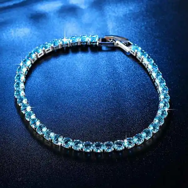 سوار سلسلة تنس من الزركونيا المكعبة للرجال والنساء ، مادة النحاس والنحاس ، مجوهرات ربط المشبك ، صف واحد