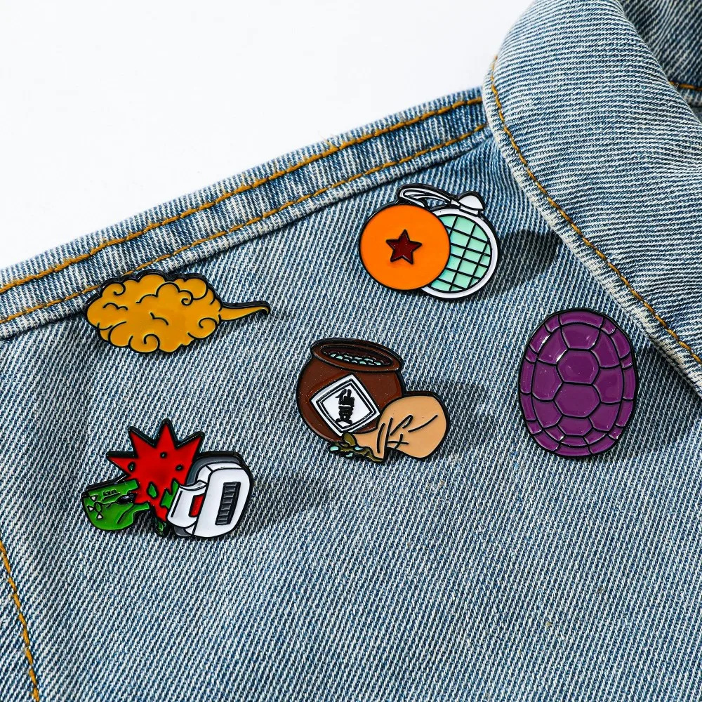 5 pezzi Hot Blooded Anime Spilla Magic SENZU BEAN Smalto Pin Distintivo in metallo Gioielli Abbigliamento Zaino Accessori Regalo per gli amici