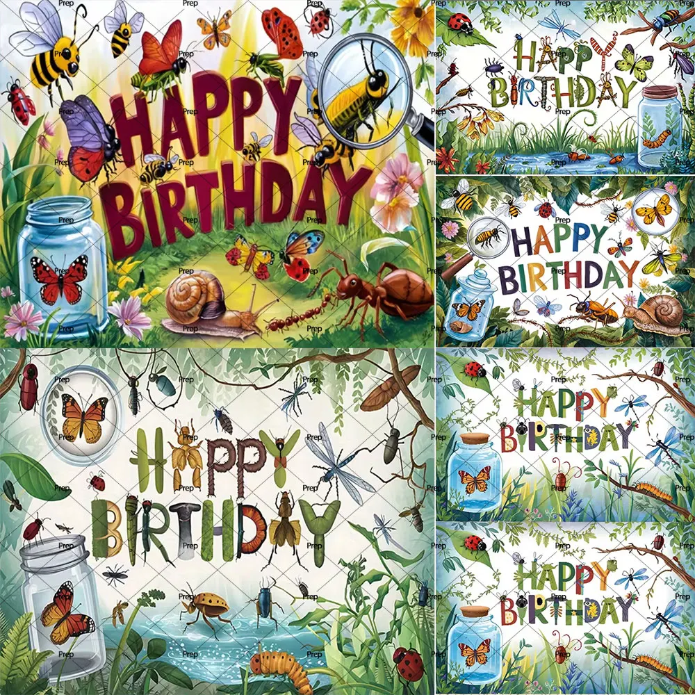 Reptilien-Natur-Insektenwelt-Hintergrund, Geburtstagsparty-Dekoration, Bienen-, Libellen- und Schmetterlings-Motiv, Baby-Shower, Porträt-Fotografie-Hintergrund, Requisite