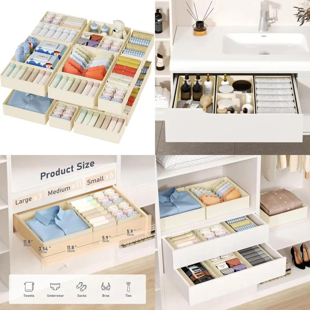 

20-Piece Fabric Closet Organizer Set for Baby Clothes, Socks, and Underwear Storage Solutions