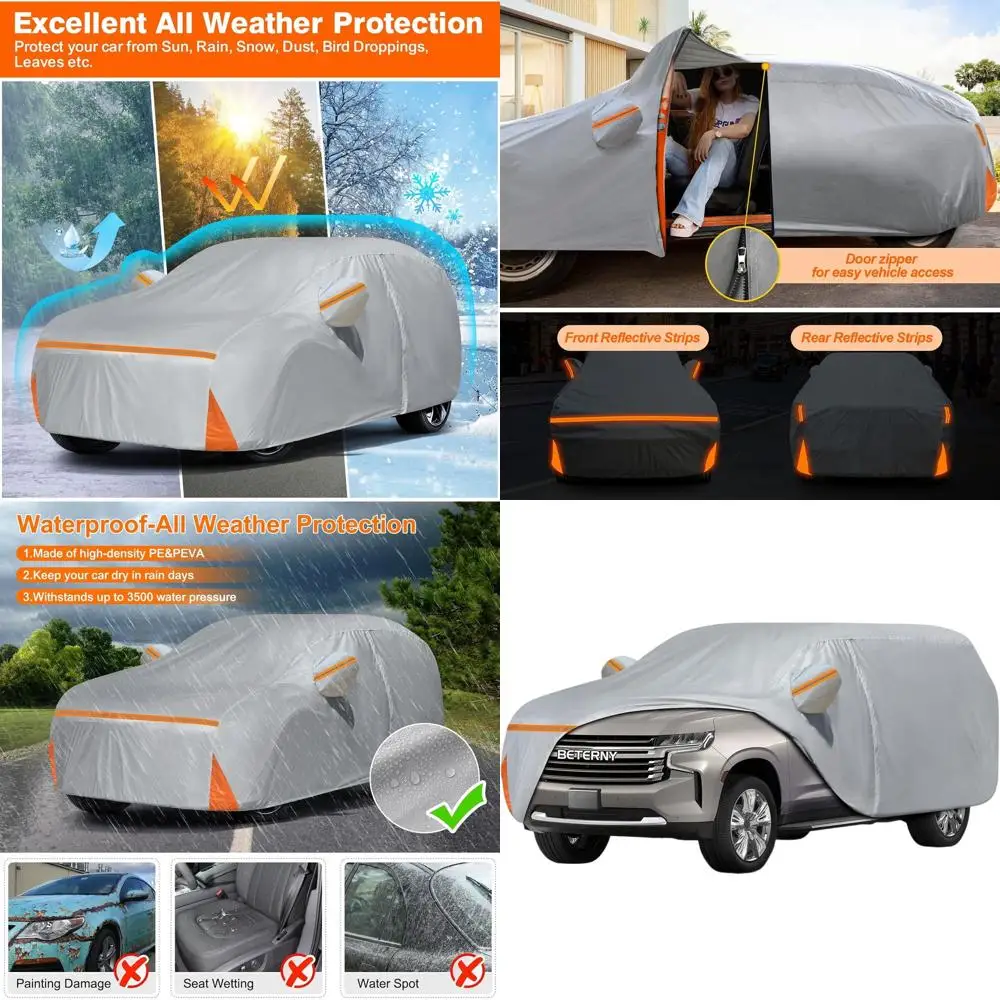 

All-Weather Custom-Fit Car Cover for 2007-2025 Escalade with Door Zipper and Cotton Lining - Grey