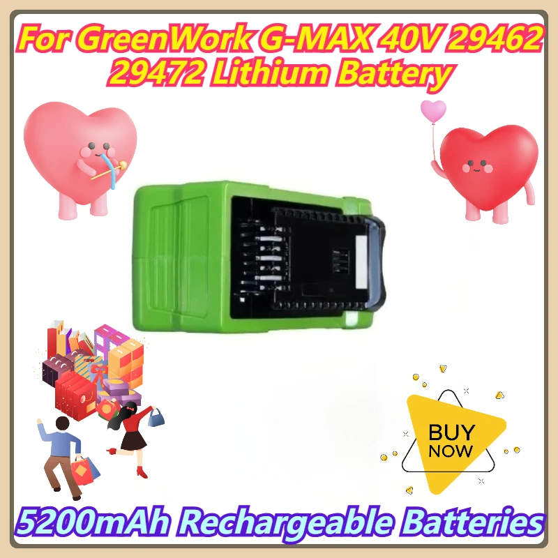 

5200mAh Rechargeable Batteries For GreenWork G-MAX 40V 29462 29472 Lithium Battery