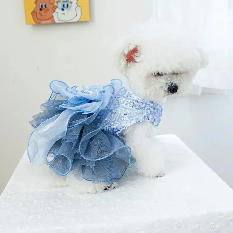 

Designer Pet Dog Cat Universal Clothing Blue Galaxy Wedding Dress Take Photos and Dress Up for Weddings Festivals Gatherings
