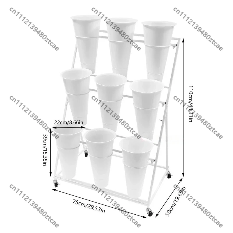 3-Tier Flower Display Stand with 9 Buckets Wear Resistant Flower Holder for Garden Wedding Use
