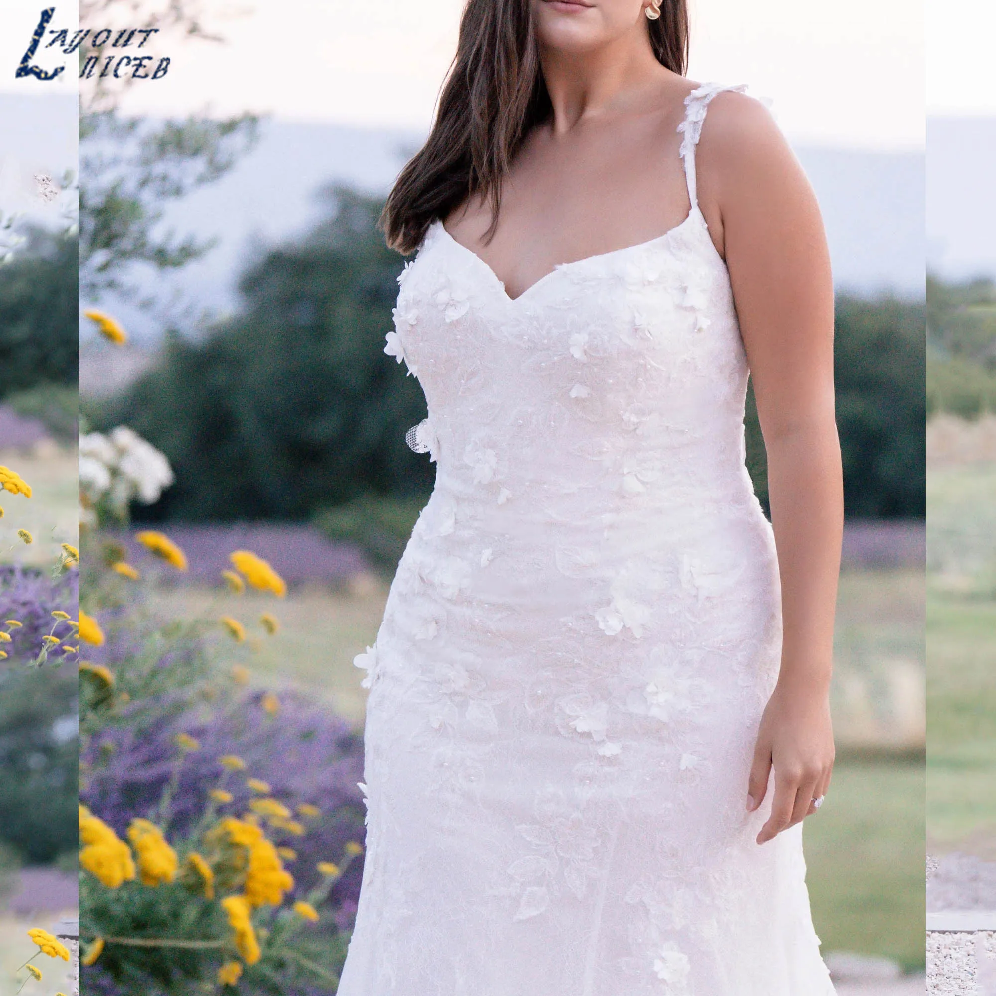 oversize Wedding Dress Luxury Mermaid Spaghetti Straps Appliques Bridal Gowns 3D Flowers Tulle vestidos de novia 2025 Customized