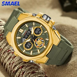 SMAEL Sport Watches Waterproof Digital LED Display Alarm Clock 8098 Young Fashion Analog Quartz Wristwatches for Men