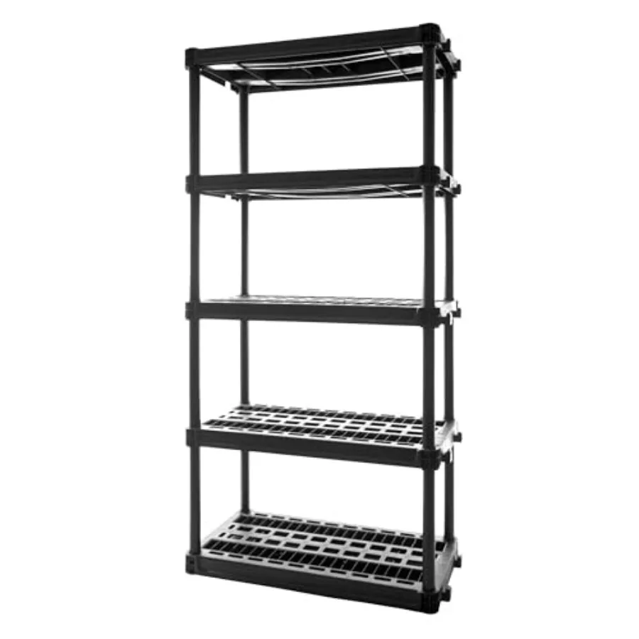 

5-Shelf Plastic Storage Shelves 73" x 36" x 18" 750lb Capacity Pantry Office Closet and Garage Shelves Easy to Assemble Durable