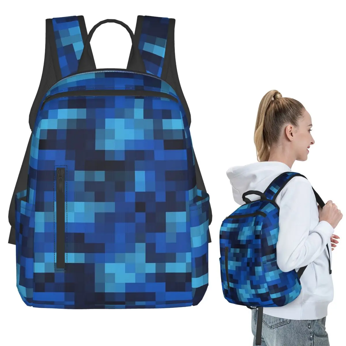 

Blue Camouflage Pattern Backpack Student BookBag Children School Bag Computer Shoulder Bags Men Women