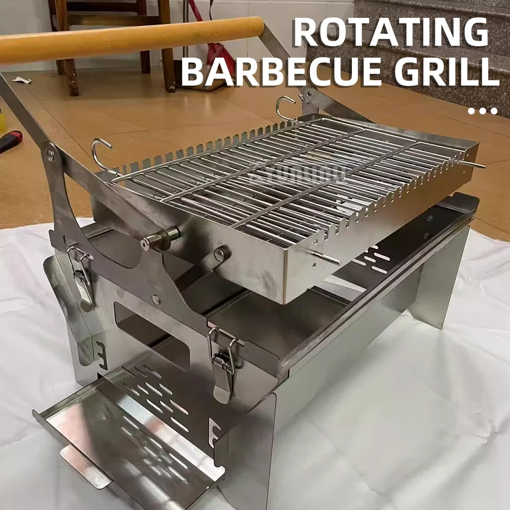 Direkt vom Hersteller 2026 Top-Bewerteter Klappbarer Holzkohlegrill für Haushalt und Outdoor mit Abnehmbarem Rotierendem Grillrost Elektrisch