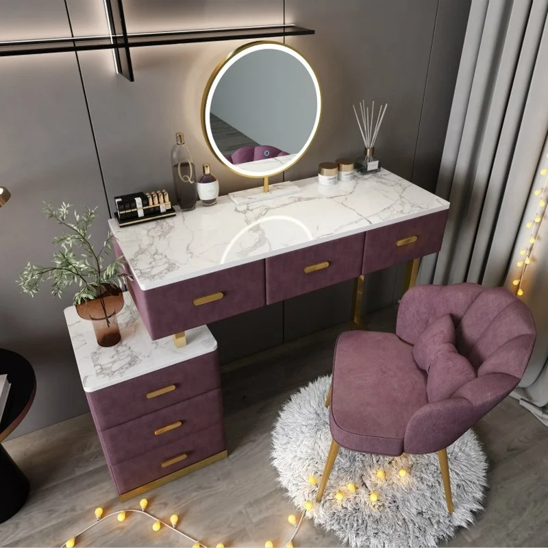 Dressing table set with Lighted Mirror with Storage cabinet Makeup vanity cabinet with 2 drawers Vanity Desk for Bedroom Decor