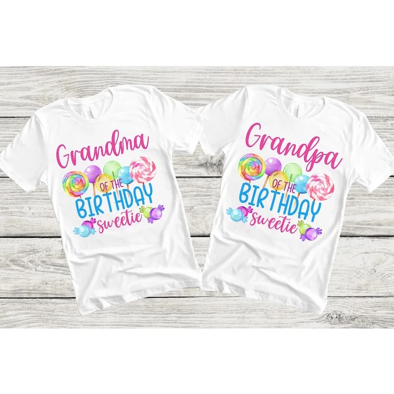 Candy Themed Birthday Party Clothes Lovely Family Matching Tshirts Candyland Birthday Girl Mommy Daddy Grandma... White