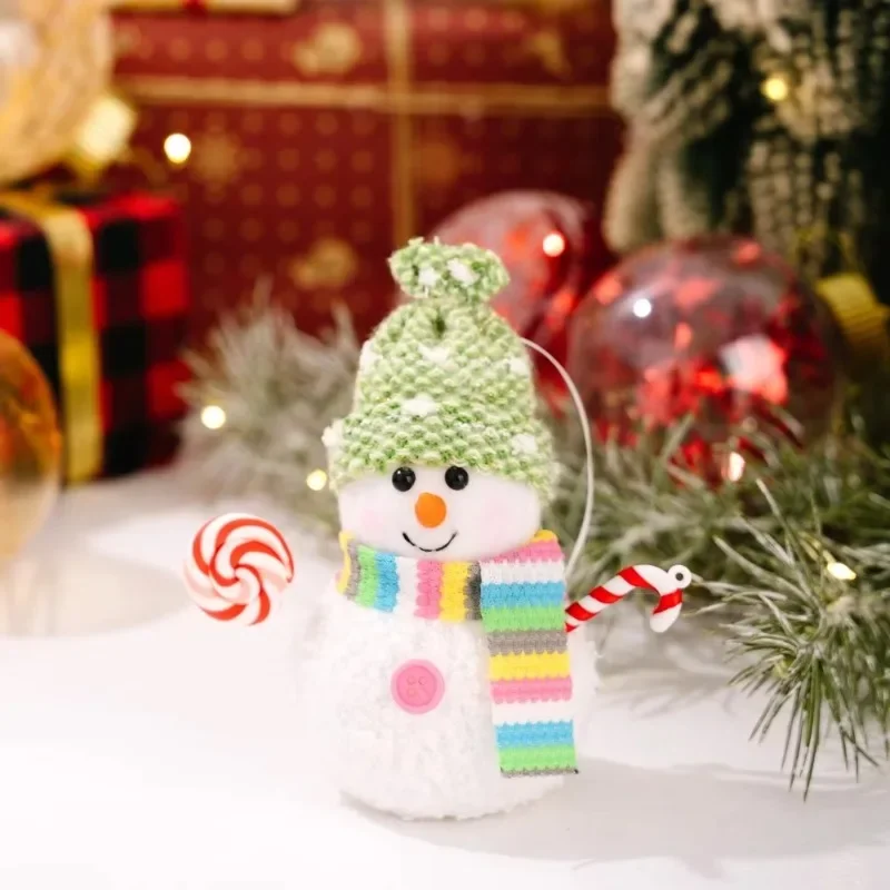 LED Christmas Snowman Lights Hanging Ornament Warm White Glowing Handmade for Tree Window Sill Holiday Decor