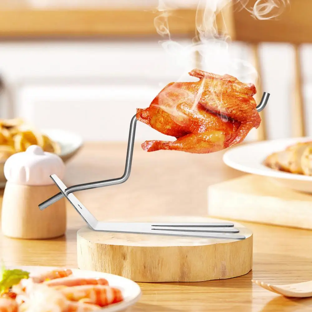 

Turkey Roasting Rack Chicken Roasting Rod & Foot Rest Set Stainless Steel BBQ Sticks For Juicy Crispy Chicken Thanksgiving Day