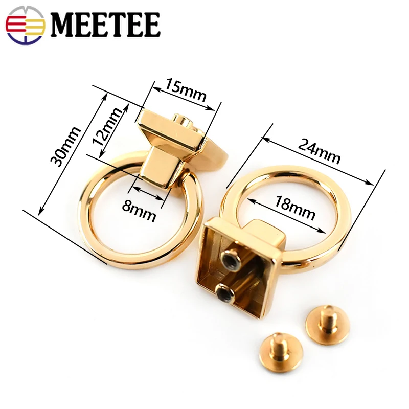 5/10/20Pcs Meetee 18mm Metal O Ring Side Clip Buckles Screw Strap Connector Clasp Handbag Handle Hanger DIY Hardware Accessories