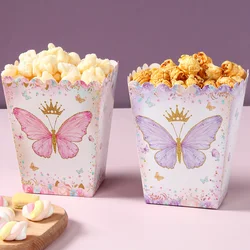 Cajas de palomitas de maíz para fiesta temática de mariposa, caja de dulces, decoración de fiesta de mariposa, boda, Baby Shower, suministros para fiesta de cumpleaños de niños y niñas