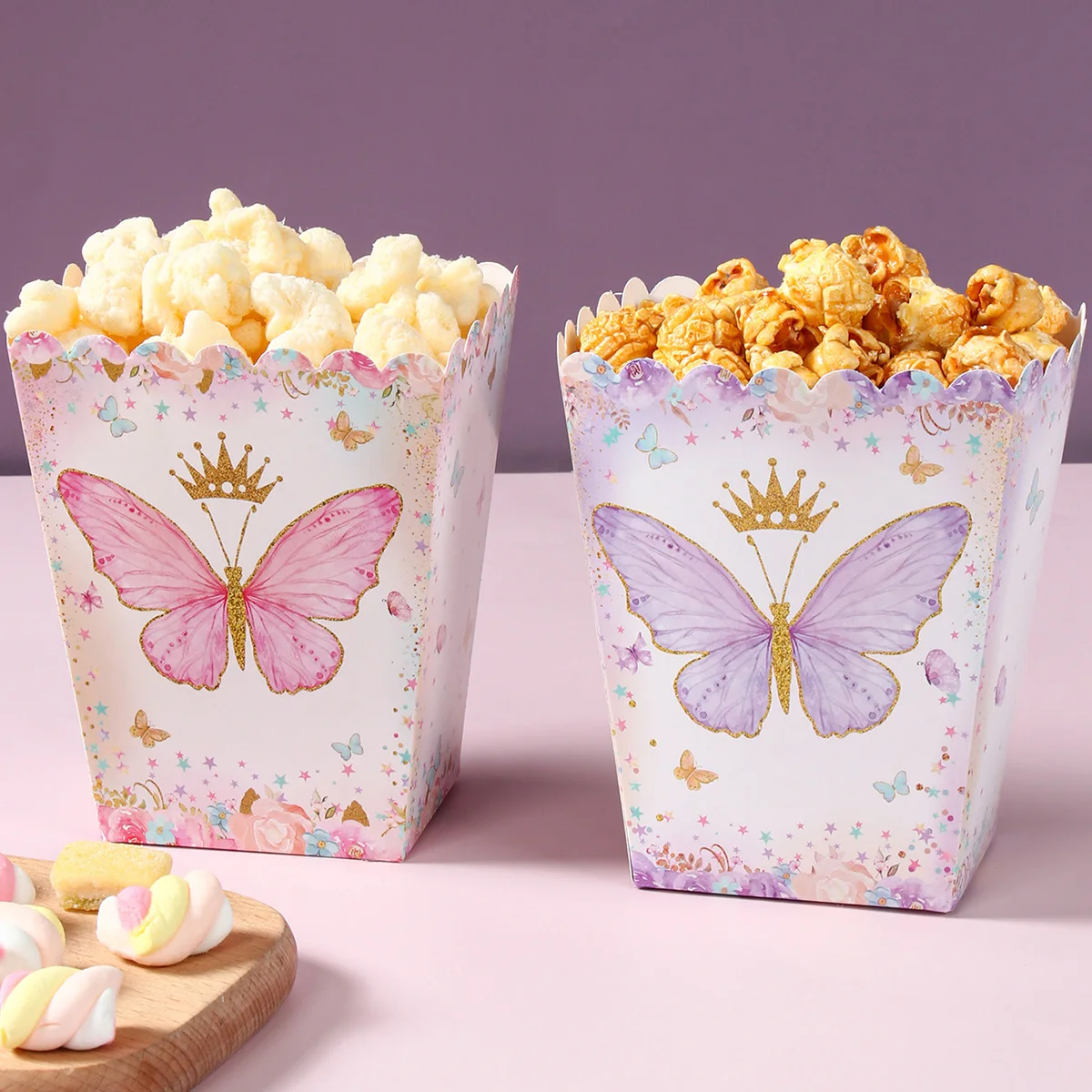 Butterfly Theme Party Popcorn Boxes Candy Box Butterfly Party Decor Wedding Baby Shower Kids Girls  Birthday Party Supplies