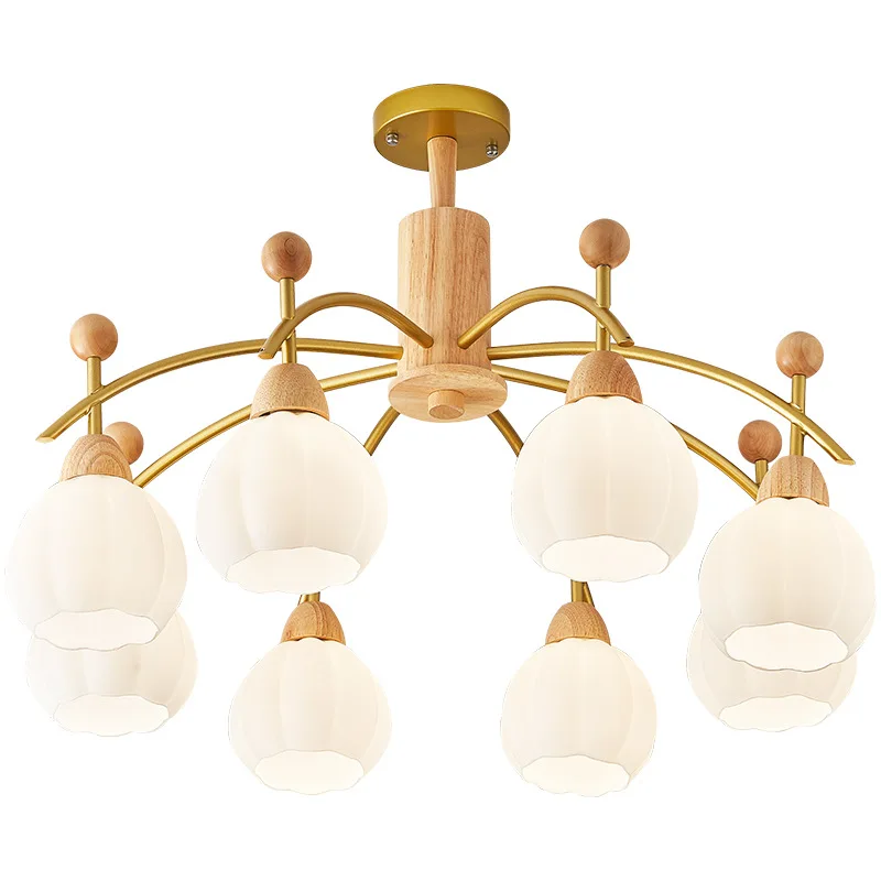 

Log living room chandelier dining room bedroom study solid wood, Nordic