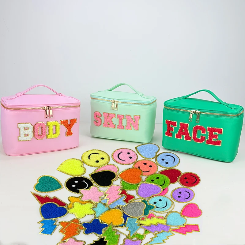 Nylon Waterproof Ladies Handheld Makeup Bag for Outdoor Travel Large Capacity Toiletry Bag Home Cosmetic Storage Box DIY