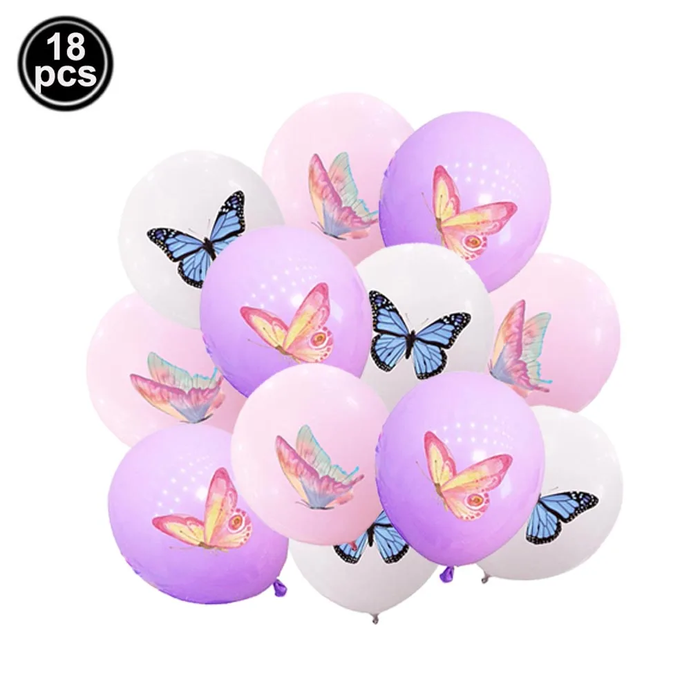 Butterfly Party Decoration Pink Butterfly Disposable Tableware Plate Cup Napkin Tablecloth Straw Popcorn Box Girl Birthday Favor