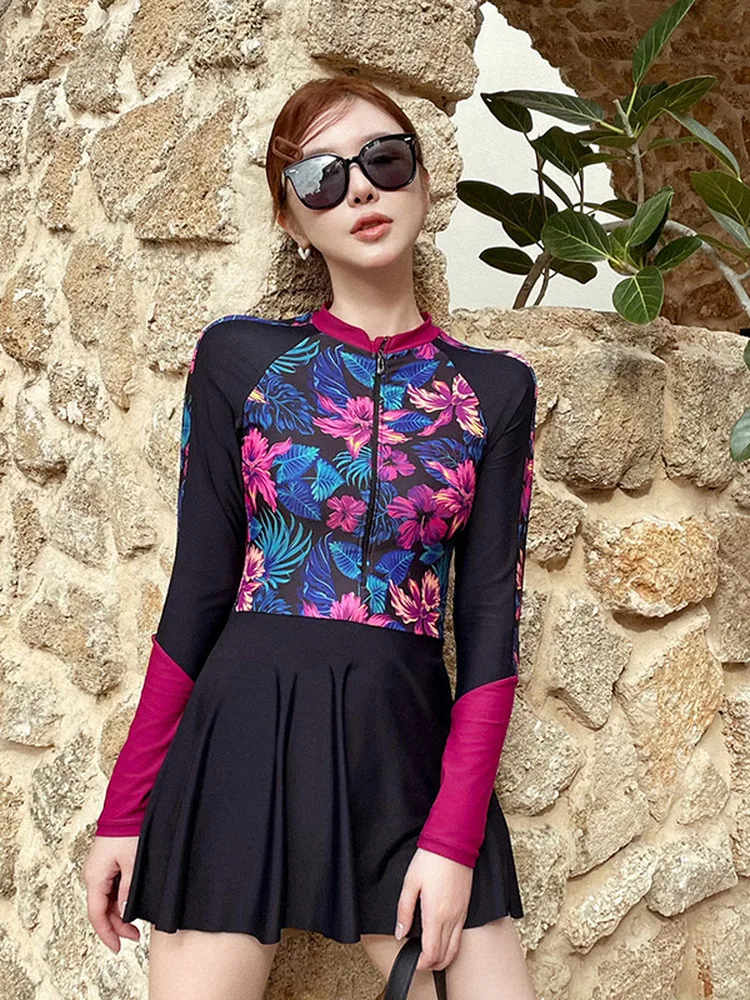 

Новый женский слитный купальник 2026 года с длинным рукавом для пляжа и бассейна, модный спортивный, высокоэластичный, утягивающий, с эффектом утяжки и скрытия недостатков фигуры