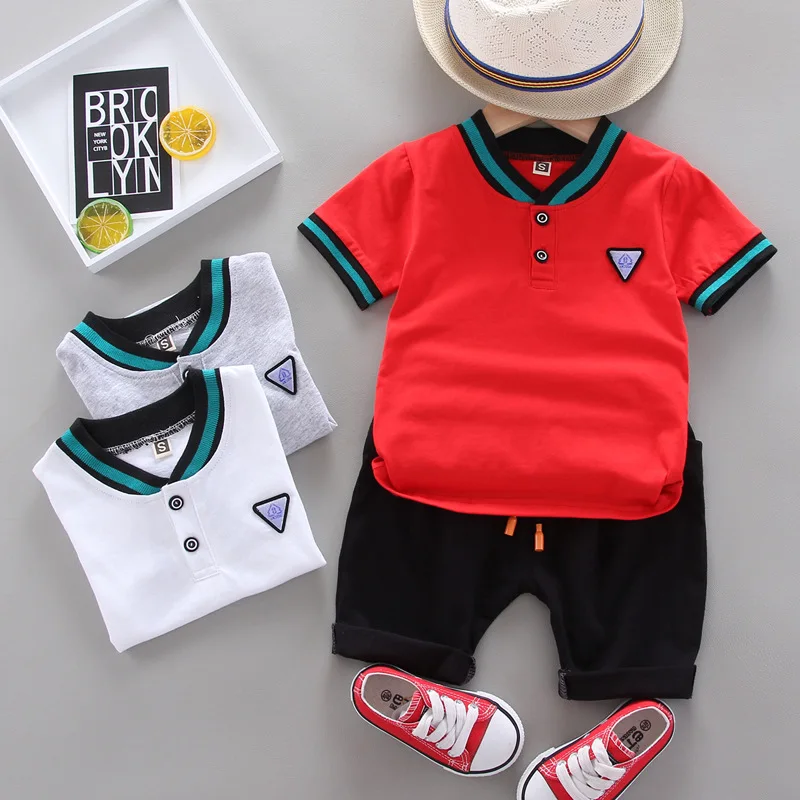 Baby Little Boy\'s Clothing Set Summer Red White Children Kid\'s Sport Suit Toddler Boys Formal Clothes Sets 1 2 3 4 Years