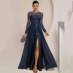 Exquisite 2025 Mother of the Bride Dresses Side Slit Wedding Party Gowns Zipper Back Beach Full Sleeve Summer Vestido De New