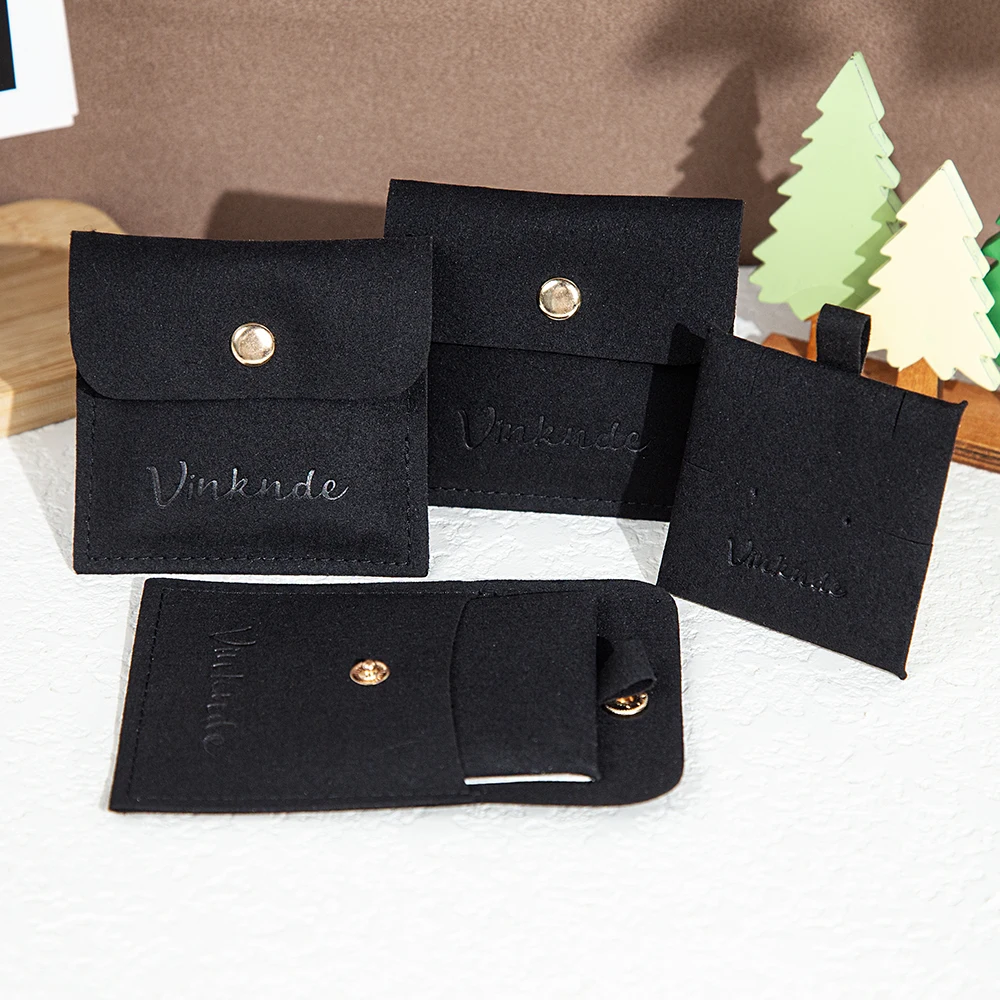 

Сумки на пуговицах для ювелирных изделий с персонализированным логотипом и вставными подушечками для карточек, чехол из микрофибры, серьги, ожерелье, упаковка, подарочные пакеты