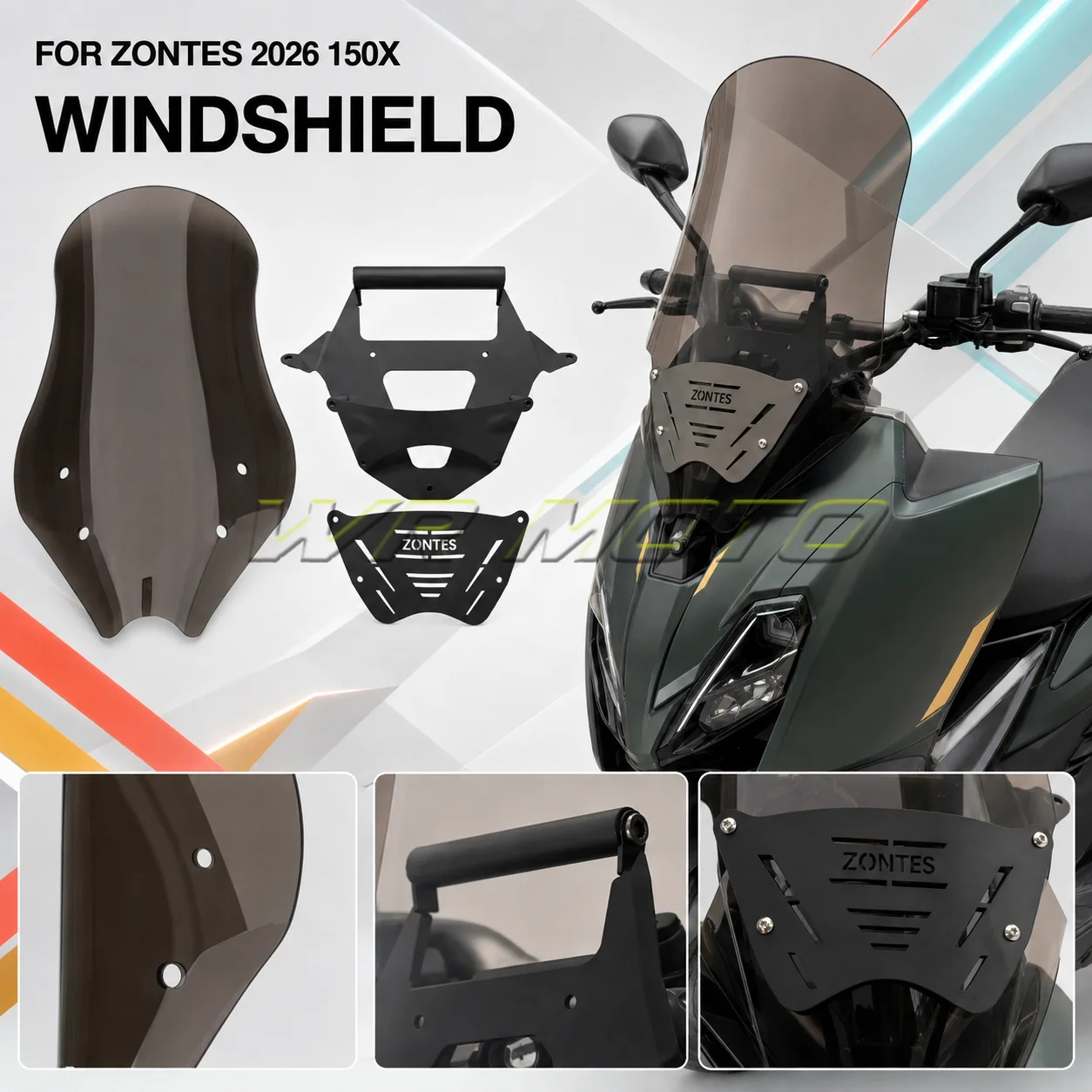Windshield Mirror Forward‑Shift Bracket Extension Crossbar Fit For 2026 ZONTES 150X Scooter Mod Accessories