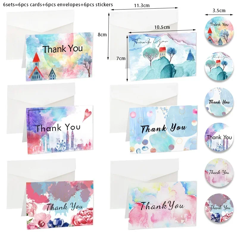 Universal Tie Dye Thank-you Card Ink Style Wedding Party Blessing Message Folding Handwritten Card Gift Decoration Cards
