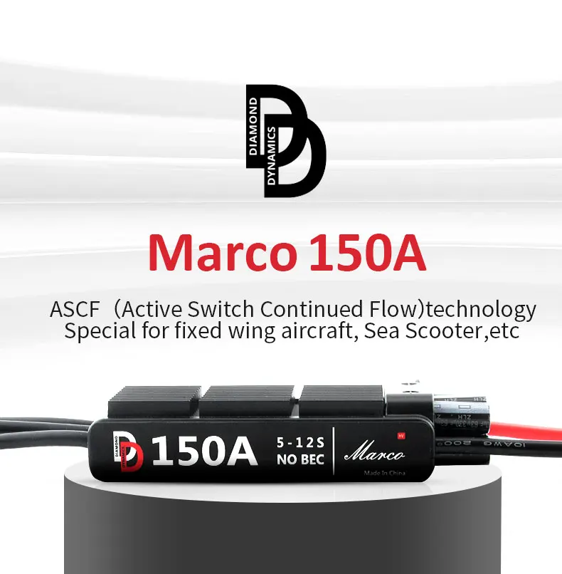 DD 150A brushless ESC supports 5-12S Supports brushless motors with a maximum speed of 210K erpm for RC s and hydrofoils