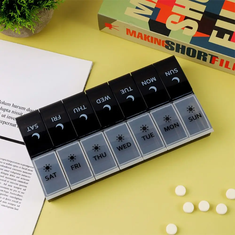 New 7 Day Pill box Morning And Evening Plastic Medicine Tablet Dispenser Multifunction 14 Grids Pill Organiser Box