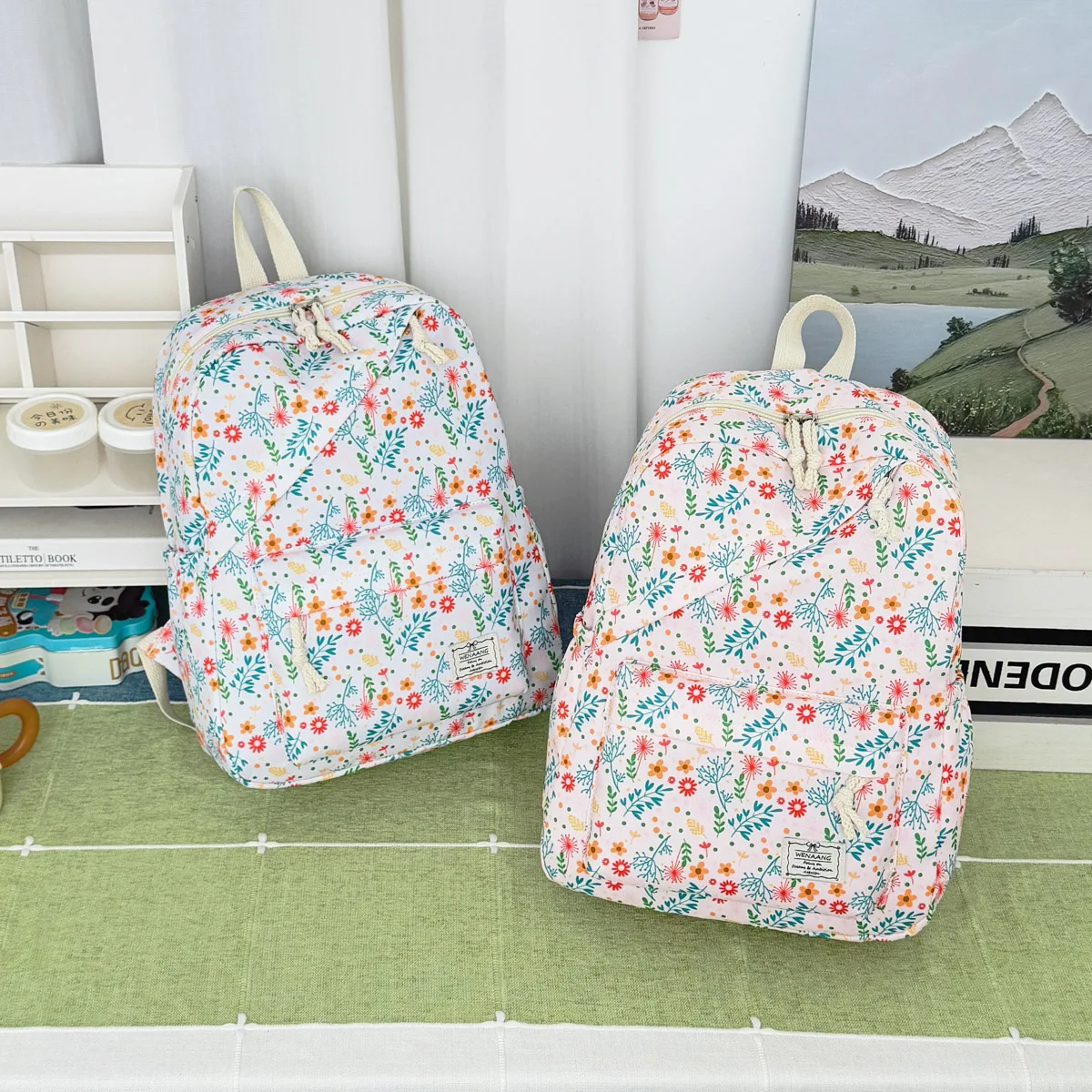 Lightweight Big Volume Floral Backpack for Girls Versatile Middle High Schoolers Daily Backpack  Campus Outdoor Daily Carry