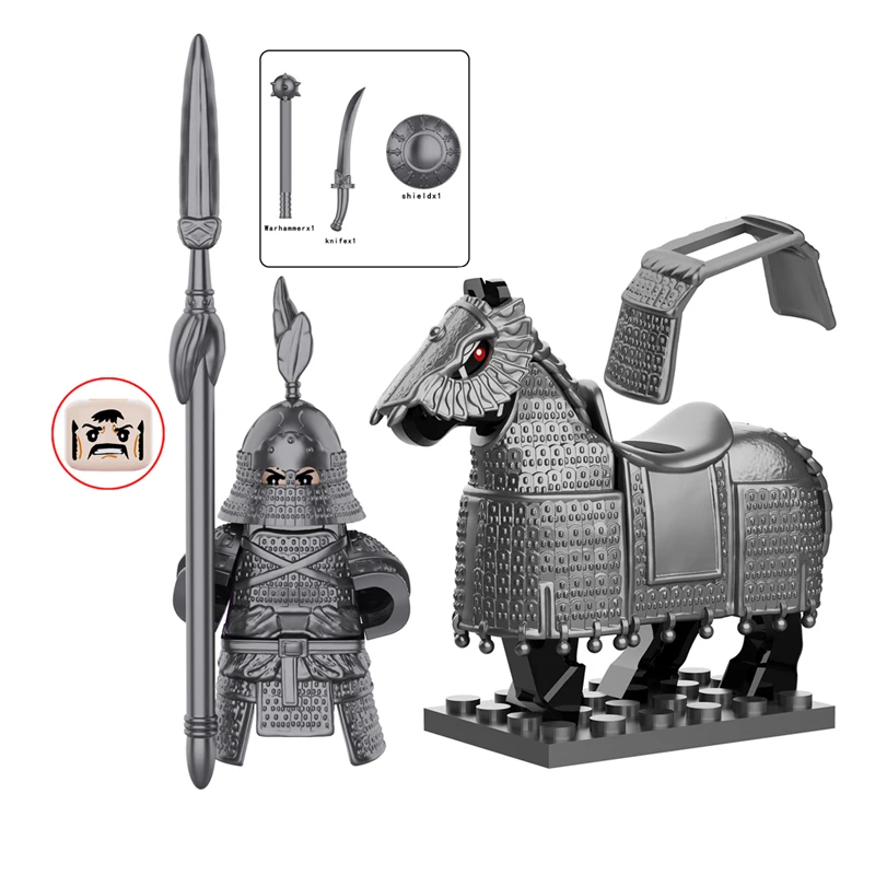 KT1068 Middeleeuwse Ridder Actiefiguur Accessoires Paard Bouwsteen Kinderspeelgoed Cadeau