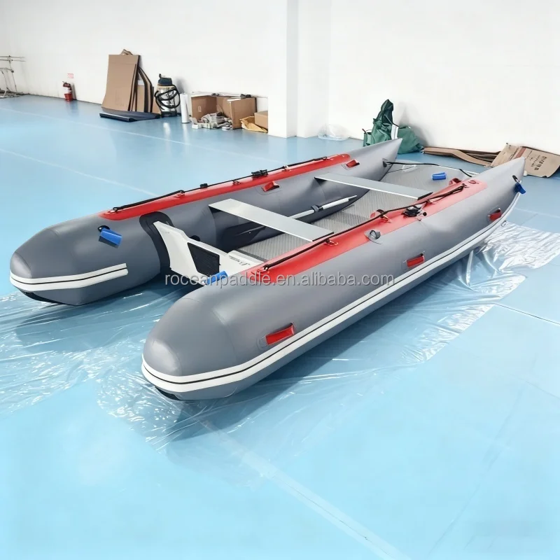 Inflatable Catamaran Dinghy 11-14ft Hypalon PVC Folding Boat for Fishing Tender Stable Portable
