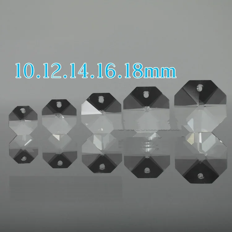 Camal Crystal Octagonal Loose Beads 100pcs 10/12/14/16/18mm One Hole Clear Chandelier Lamp Part Curtain Ornamemt Home Decoration