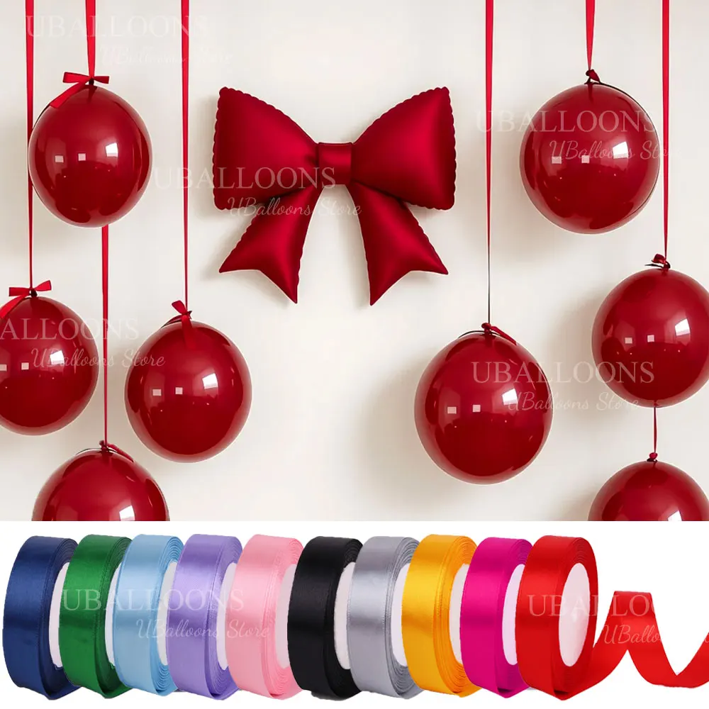 Cinta de raso de 24yd y 2cm para colgar globos, cintas de seda DIY para cumpleaños, boda, Baby Shower, decoración de fiesta, accesorio de globo