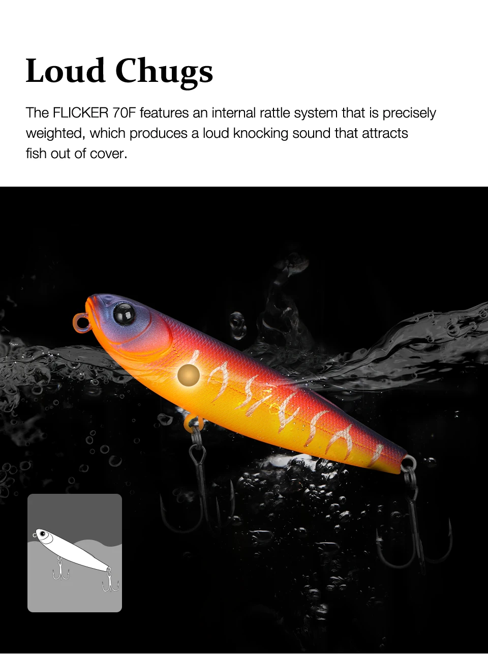 TSURINOYA FLICKER 70F Oberflächen-Angelköder Z Hund schwimmender Bleistift 70 mm 8,4 g Chatter künstliche harte Köder Forelle Bass Hechtstecker – Detail 8