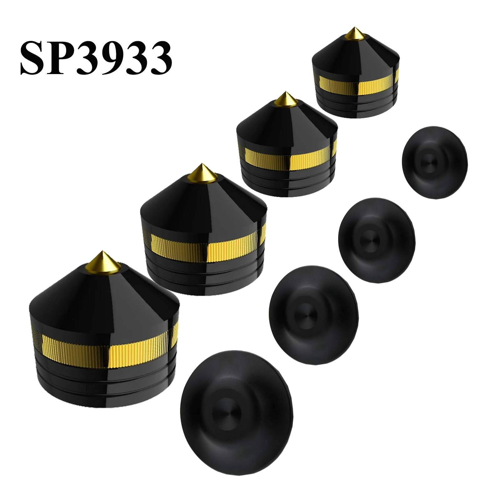 

SP3909 Подставка для ног SP3934 Hi-Fi серебристый/черный алюминиевый сплав, медная головка динамика, заостренная конусная подставка для ног, изолирующая основа, подставка для ног