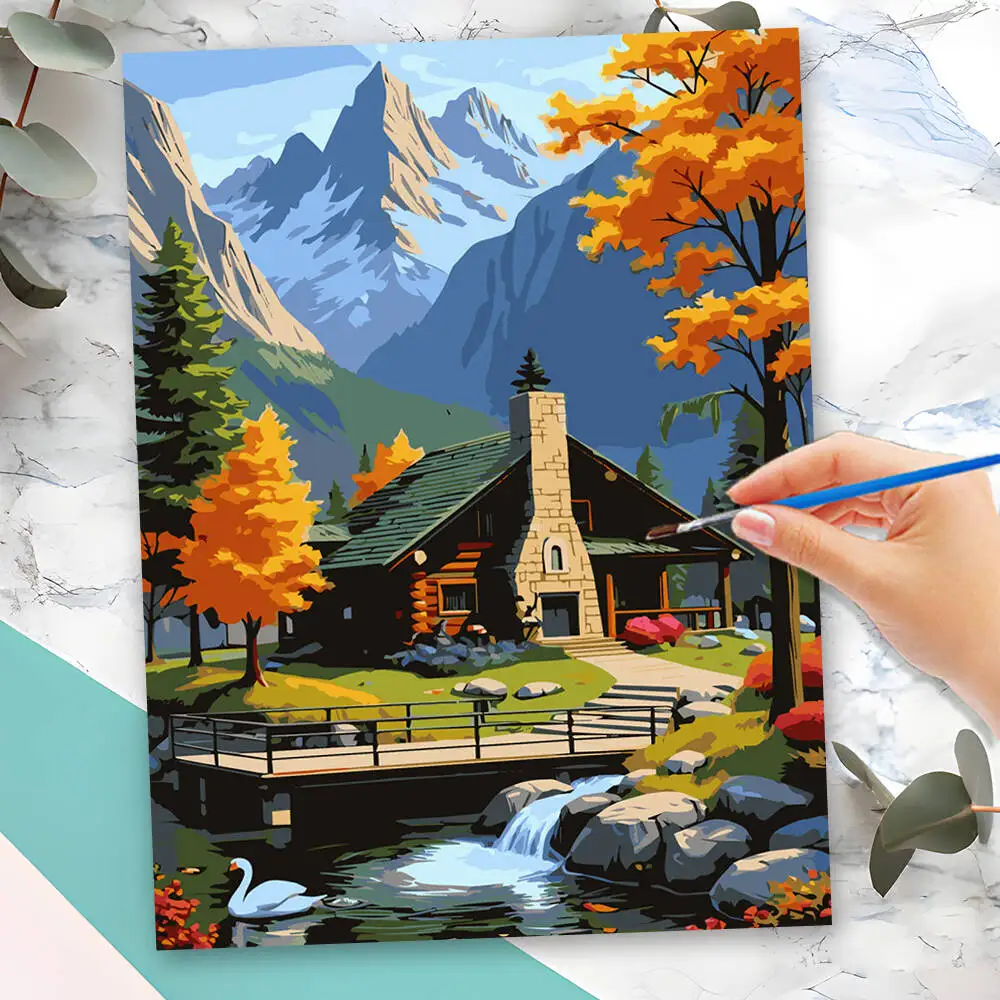 Momoart DIY Malen nach Zahlen, Gänseblümchen-Blume, buntes Kit, Kunst, Zeichnen nach Zahlen auf Leinwand, Kunst, Zuhause, Schlafzimmer, Wandkunst